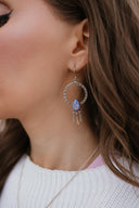 Sunny Stamped Stone Fringe Earrings PREORDER-Drop Earrings-Rae Collective, Women's Online Fashion Boutique Located in Phoenix, Arizona (Scottsdale Area)
