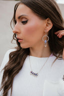 Sunny Stamped Stone Fringe Earrings PREORDER-Drop Earrings-Rae Collective, Women's Online Fashion Boutique Located in Phoenix, Arizona (Scottsdale Area)