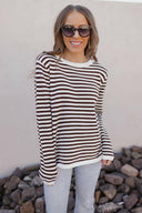 Long Sleeve Stripe Sweater-Sweaters-Rae Collective, Women's Online Fashion Boutique Located in Phoenix, Arizona (Scottsdale Area)