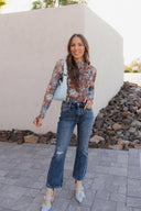 Pretty In Blue Bloom Mesh Long Sleeve Top-Tops-Krush Kandy, Women's Online Fashion Boutique Located in Phoenix, Arizona (Scottsdale Area)