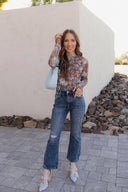 Pretty In Blue Bloom Mesh Long Sleeve Top-Tops-Krush Kandy, Women's Online Fashion Boutique Located in Phoenix, Arizona (Scottsdale Area)