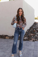 Pretty In Blue Bloom Mesh Long Sleeve Top-Tops-Krush Kandy, Women's Online Fashion Boutique Located in Phoenix, Arizona (Scottsdale Area)