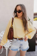 Butter Yellow Boat Neck Long Sleeve Top-Tops-Rae Collective, Women's Online Fashion Boutique Located in Phoenix, Arizona (Scottsdale Area)
