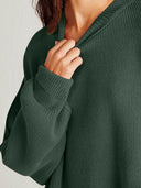 Double Take Side Slit Round Neck Long Sleeve Sweater-Sweaters-Rae Collective, Women's Online Fashion Boutique Located in Phoenix, Arizona (Scottsdale Area)