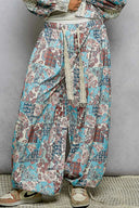 Elastic Waistband Paisley Casual Jogger Pants