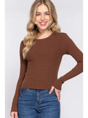 Luxe Ribbed Long Sleeve Crew Sweater-Tops-Rae Collective, Women's Online Fashion Boutique Located in Phoenix, Arizona (Scottsdale Area)