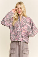 Washed Camo Quarter Zip Sweatshirt