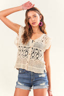 Crochet Button Down Eyelet Vest Top