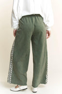 MineralWash Floral Daisy trim Pants-PANTS-Rae Collective, Women's Online Fashion Boutique Located in Phoenix, Arizona (Scottsdale Area)