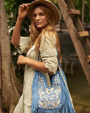 Heavenly Embroidered Fringe Bag – Denim