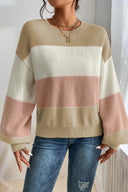 Color Block Round Neck Lantern Sleeve Sweater-Rae Collective, Women's Online Fashion Boutique Located in Phoenix, Arizona (Scottsdale Area)