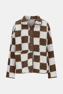 Checkered Snap Down Long Sleeve Teddy Jacket-Rae Collective, Women's Online Fashion Boutique Located in Phoenix, Arizona (Scottsdale Area)