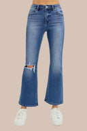 Risen Full Size Distressed High Rise Crop Flare Jeans-Rae Collective, Women's Online Fashion Boutique Located in Phoenix, Arizona (Scottsdale Area)