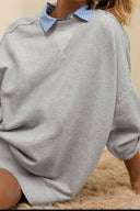 Side Slit Round Neck Long Sleeve Sweatshirt-Rae Collective, Women's Online Fashion Boutique Located in Phoenix, Arizona (Scottsdale Area)