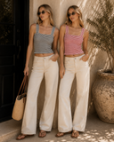 Modal Striped Square Crop Top