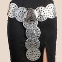 Vegan Leather Grommet Disc Chain Belt