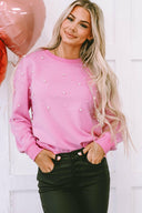 Pearl Round Neck Dropped Shoulder Sweatshirt-Sweaters-Rae Collective, Women's Online Fashion Boutique Located in Phoenix, Arizona (Scottsdale Area)