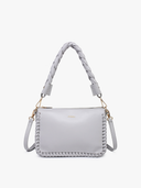 Judith Whipstitch Trim Shoulder Bag w/ Braided Handle-handbag-Krush Kandy, Women's Online Fashion Boutique Located in Phoenix, Arizona (Scottsdale Area)