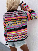 Chevron Stripes Openwork Cardigan-Rae Collective, Women's Online Fashion Boutique Located in Phoenix, Arizona (Scottsdale Area)