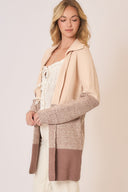 Waffle Knit Color Block Wide Collar Cardigan-Cardigans-Krush Kandy, Women's Online Fashion Boutique Located in Phoenix, Arizona (Scottsdale Area)