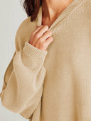 Double Take Side Slit Round Neck Long Sleeve Sweater-Sweaters-Rae Collective, Women's Online Fashion Boutique Located in Phoenix, Arizona (Scottsdale Area)