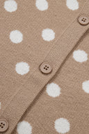Dark Khaki Polka Dot Short Sleeve Cardigan