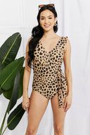 Marina West Swim Full Size Float On Ruffle Faux Wrap One-Piece in Leopard-Swimwear-Rae Collective, Women's Online Fashion Boutique Located in Phoenix, Arizona (Scottsdale Area)
