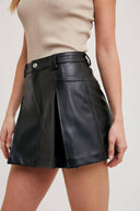 Front Pleated Faux Leather Skort-Skirts-Rae Collective, Women's Online Fashion Boutique Located in Phoenix, Arizona (Scottsdale Area)