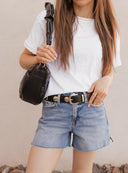 Metallic Disc Studded Faux Leather Belt-Accessories-Krush Kandy, Women's Online Fashion Boutique Located in Phoenix, Arizona (Scottsdale Area)