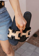 Raffia Layered Cut Out Design Sandals-Sandals-Krush Kandy, Women's Online Fashion Boutique Located in Phoenix, Arizona (Scottsdale Area)