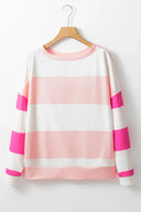 Contrast Color Block Round Neck Long Sleeve Top-Rae Collective, Women's Online Fashion Boutique Located in Phoenix, Arizona (Scottsdale Area)