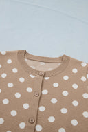 Dark Khaki Polka Dot Short Sleeve Cardigan
