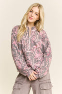 Washed Camo Quarter Zip Sweatshirt