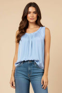 Scoop Neck Tank Top With Shirring Detail
