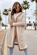 Pocketed Contrast Long Sleeve Hooded Cardigan-Rae Collective, Women's Online Fashion Boutique Located in Phoenix, Arizona (Scottsdale Area)