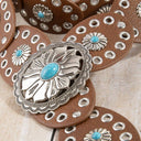 Western Turquoise Concho Disc Leather Belt