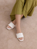 The Darla | White Woven Slide Sandal