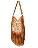 Monterey Embroidered Fringe Bag – Dark Tan