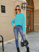 Round Neck Striped Lantern Sleeve Sweater-Rae Collective, Women's Online Fashion Boutique Located in Phoenix, Arizona (Scottsdale Area)