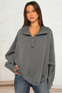 Exposed Seam Side Slit Long Sleeve Sweatshirt-Rae Collective, Women's Online Fashion Boutique Located in Phoenix, Arizona (Scottsdale Area)