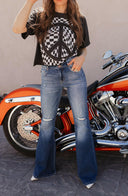 Checkered Peace Graphic Tee-Graphic Tees-Rae Collective, Women's Online Fashion Boutique Located in Phoenix, Arizona (Scottsdale Area)