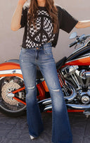 Checkered Peace Graphic Tee-Graphic Tees-Rae Collective, Women's Online Fashion Boutique Located in Phoenix, Arizona (Scottsdale Area)