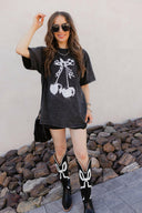Checkered Bow Cherry Graphic MIneral Washed Boyfriend Tee-Graphic Tees-Rae Collective, Women's Online Fashion Boutique Located in Phoenix, Arizona (Scottsdale Area)