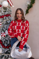 Holiday Pines Checkered Long Sleeve Sweater-Sweaters-Krush Kandy, Women's Online Fashion Boutique Located in Phoenix, Arizona (Scottsdale Area)
