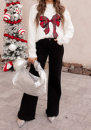 Plaid Bow Holiday Sweater \ KKB EXCLUSIVE XS-3X-Sweater-Krush Kandy, Women's Online Fashion Boutique Located in Phoenix, Arizona (Scottsdale Area)