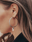 Krush Kouture: Hammered Hoop Earrings with Charm-Hoop Earrings-Rae Collective, Women's Online Fashion Boutique Located in Phoenix, Arizona (Scottsdale Area)