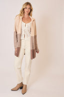 Waffle Knit Color Block Wide Collar Cardigan-Cardigans-Krush Kandy, Women's Online Fashion Boutique Located in Phoenix, Arizona (Scottsdale Area)