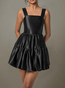 Ruched Square Neck Wide Strap Mini Dress-Rae Collective, Women's Online Fashion Boutique Located in Phoenix, Arizona (Scottsdale Area)