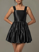Ruched Square Neck Wide Strap Mini Dress-Rae Collective, Women's Online Fashion Boutique Located in Phoenix, Arizona (Scottsdale Area)