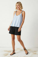 Contrast Twisted Strap High Low Bubble Top
